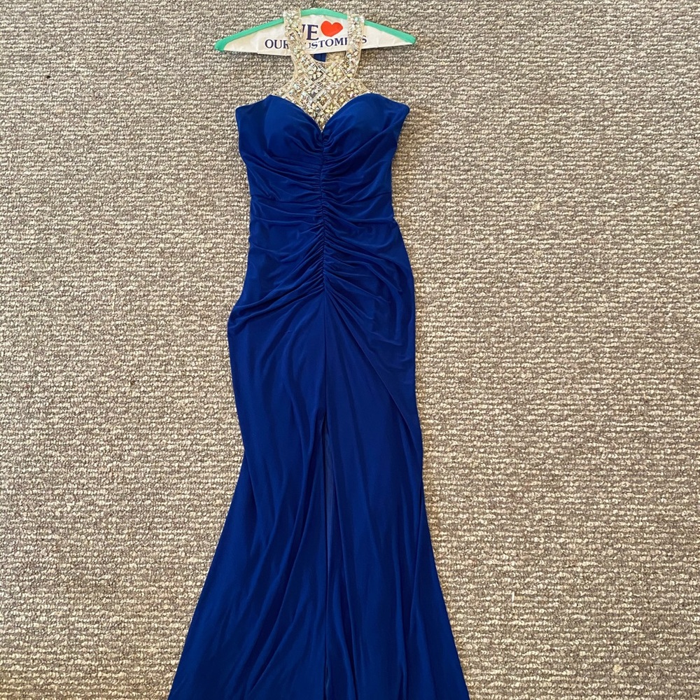 Royal Blue Slit Prom Dress
